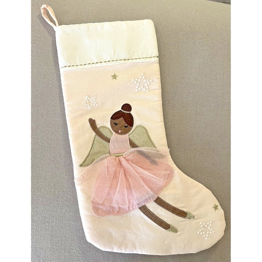 Ballerina Ballet Christmas Stocking Black Girl Pink Tutu Beige Loving Kindness